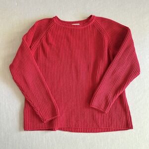 Pierre Cardin Womens Cotton Cable Knit Long Sleeve Sweater Top Red‎ Large